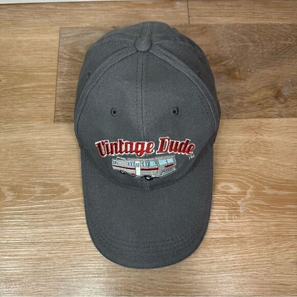 Vintage Dude Embroidered Gray Adjustable Strapback Hat - Picture 2 of 11